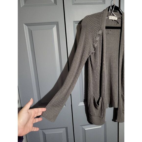 Pink Rose grey open cardigan - Picture 3 of 7